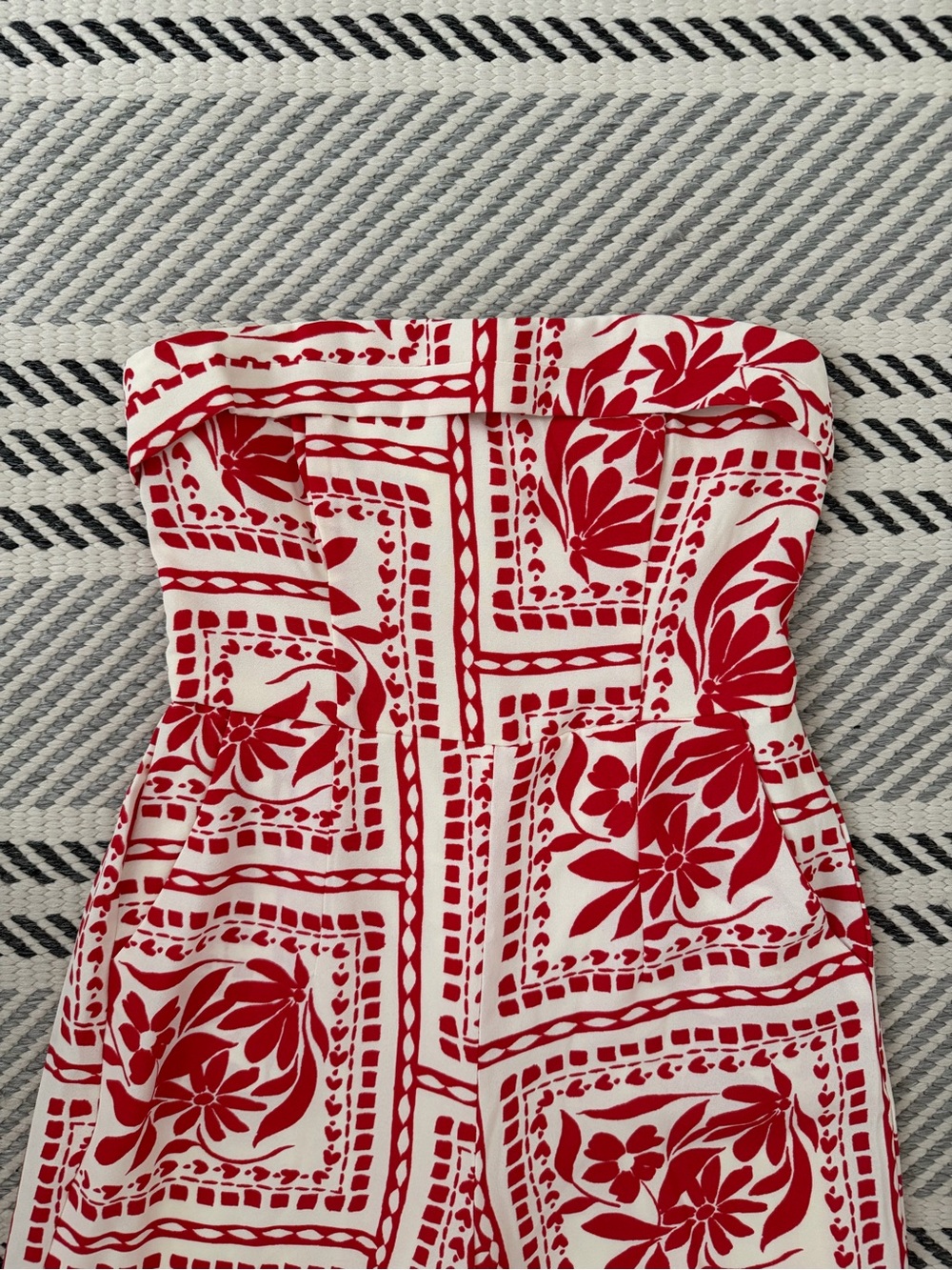 Women's Strapless romper Red & White Floral One-Piece